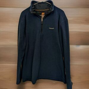 Timberland Men's M  Blue 1/4 Zip Classic Fit Textured Fleece Pullover Jacket